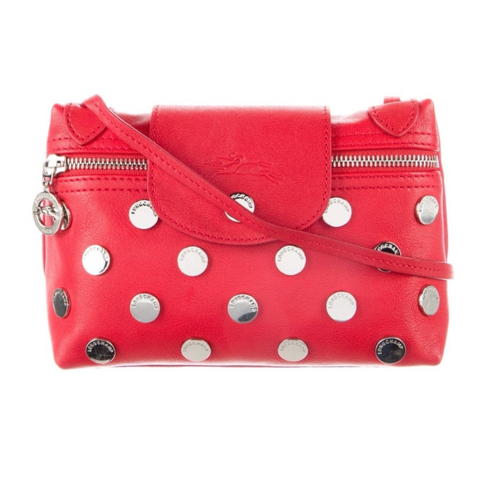 RARE✨ Longchamp LePilage Cuir mini crossbody bag polka dot kusama embellishments